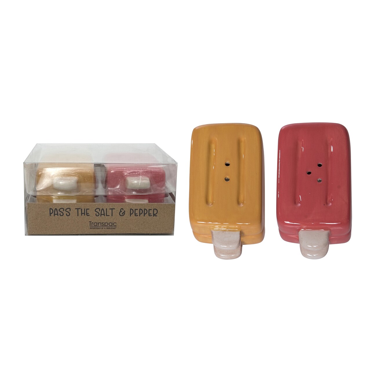Transpac Dolomite Double Sticks Popsicles Salt and Pepper Set of 2 Multicolored for Spring Serving and Entertaining